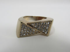 Designer Fashion Ring Clear/Gold Triangle Shaped Female Adult Size 6.5 -- Used