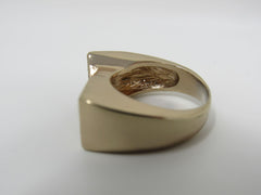 Designer Fashion Ring Clear/Gold Triangle Shaped Female Adult Size 6.5 -- Used