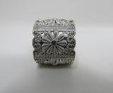 Designer Fashion Ring Silver Small Clear Gems Female Adult Size 6 Floral -- Used