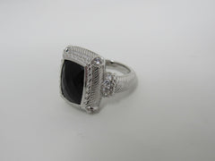 Judith Ripka Collection Ring Black Gemstone Female Adult Size 8 Solid -- Used
