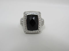 Judith Ripka Collection Ring Black Gemstone Female Adult Size 8 Solid -- Used