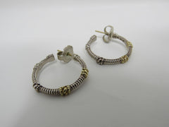 Judith Ripka Collection Hoop Earrings Silver/Gold Post Back Female Adult -- Used