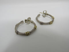 Judith Ripka Collection Hoop Earrings Silver/Gold Post Back Female Adult -- Used