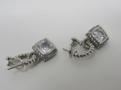 Judith Ripka Collection Hoop Earrings with Dangle Gems Silver/Clear Female Adult -- Used