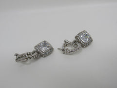 Judith Ripka Collection Hoop Earrings with Dangle Gems Silver/Clear Female Adult -- Used