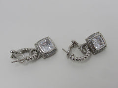 Judith Ripka Collection Hoop Earrings with Dangle Gems Silver/Clear Female Adult -- Used