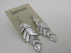 Francescas Silver Leaf Earrings Silver Dangle Fish Hook Back Female Adult -- Used