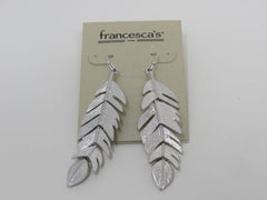 Francescas Silver Leaf Earrings Silver Dangle Fish Hook Back Female Adult -- Used