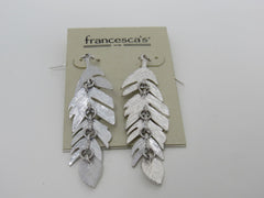 Francescas Silver Leaf Earrings Silver Dangle Fish Hook Back Female Adult -- Used