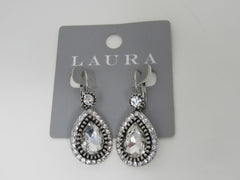 Laura Teardrop Earrings Silver/Clear Female Adult -- Used