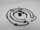 Designer Matching Earrings Bracelet and Necklace Female Adult Size 7.5 Purples -- Used