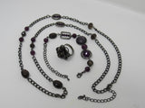 Designer Matching Earrings Bracelet and Necklace Female Adult Size 7.5 Purples -- Used