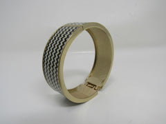 Designer Hinged Bangle Cuff Bracelet Gold/Black/Off White Female Adult -- Used