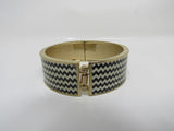 Designer Hinged Bangle Cuff Bracelet Gold/Black/Off White Female Adult -- Used