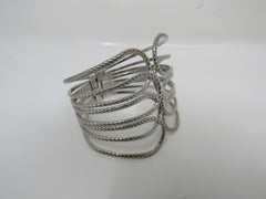 Designer Hinged Cuff Multilayer Bracelet Silver Female Adult -- Used