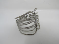 Designer Hinged Cuff Multilayer Bracelet Silver Female Adult -- Used