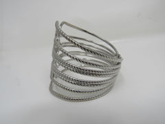 Designer Hinged Cuff Multilayer Bracelet Silver Female Adult -- Used