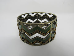 Designer Stretch Bangle Bracelet Gold/Green Female Adult Geometric -- Used