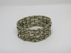 Designer Stretch Bangle Bracelet Gold Clear Gemstones Female Adult -- Used