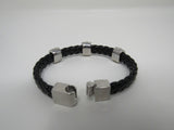 Designer Braided Bangle Bracelet Black/Silver Clear Gemstones Female Adult -- Used
