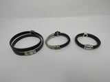 Designer Bangle Bracelets Set of 3 Black/Silver Flower Design Female Adult -- Used