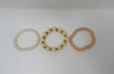 Designer Stretch Beaded Bracelet Set of 3 Ivory/Peach/Pink Female Adult -- Used