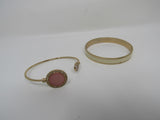 Designer Open Bangle Bracelet Set of 2 Gold/Ivory/Pink Female Adult -- Used