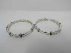 Designer Stretch Bangle Bracelet Set of 2 Silver Female Adult -- Used