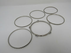 Designer Bangle Bracelet Set of 6 Silver Clear Gemstones Female Adult -- Used