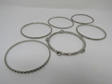 Designer Bangle Bracelet Set of 6 Silver Clear Gemstones Female Adult -- Used