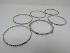 Designer Bangle Bracelet Set of 6 Silver Clear Gemstones Female Adult -- Used