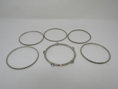 Designer Bangle Bracelet Set of 6 Silver Clear Gemstones Female Adult -- Used