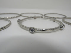 Designer Bangle Bracelet Set of 6 Silver Clear Gemstones Female Adult -- Used