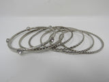Designer Bangle Bracelet Set of 6 Silver Clear Gemstones Female Adult -- Used