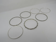 Designer Bangle Bracelet Set of 7 Silver Clear Gemstones Female Adult -- Used