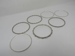Designer Bangle Bracelet Set of 7 Silver Clear Gemstones Female Adult -- Used