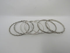 Designer Bangle Bracelet Set of 7 Silver Clear Gemstones Female Adult -- Used