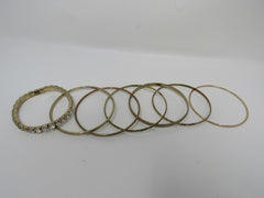Designer Bangle Bracelet Set of 7 Gold Clear Gemstones Female Adult -- Used