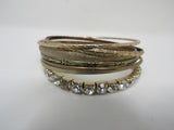 Designer Bangle Bracelet Set of 7 Gold Clear Gemstones Female Adult -- Used