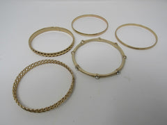 Designer Bangle Bracelet Set of 5 Copper Clear Gemstones Female Adult -- Used