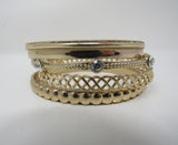 Designer Bangle Bracelet Set of 5 Copper Clear Gemstones Female Adult -- Used