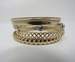 Designer Bangle Bracelet Set of 5 Copper Clear Gemstones Female Adult -- Used