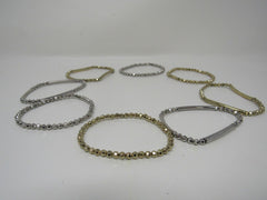 Designer Stretch Beaded Bracelet Set of 8 Gold/Silver Female Adult -- Used
