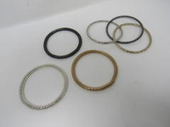 Designer Bangle Bracelet Set of 6 Silver/Gold/Black Female Adult -- Used