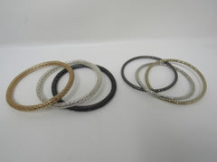 Designer Bangle Bracelet Set of 6 Silver/Gold/Black Female Adult -- Used