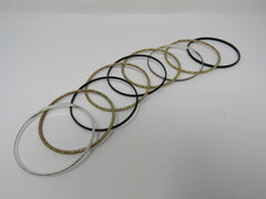 Designer Bangle Bracelet Set of 9 Gold/Black/Silver Female Adult -- Used