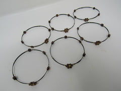 Designer Bangle Bracelet Set of 6 Brown Flowers Female Adult Floral -- Used