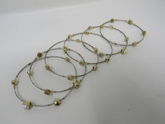 Designer Bangle Bracelet Set of 6 Gold/Silver Pearls Female Adult -- Used