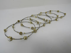 Designer Bangle Bracelet Set of 6 Gold/Silver Pearls Female Adult -- Used