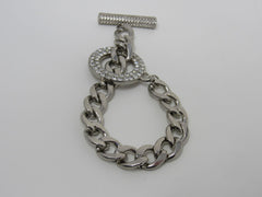 Designer Chain Link Bracelet Silver Clear Gemstones Female Adult -- Used
